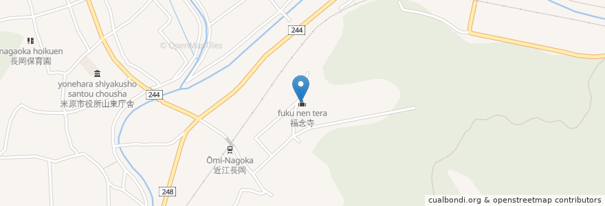 Mapa de ubicacion de 福念寺 en 日本, 滋賀県, 米原市.