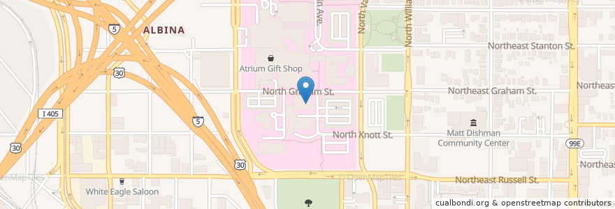 Mapa de ubicacion de Maternal-Fetal Medicine Center en Amerika Syarikat, Oregon, Portland, Multnomah County.