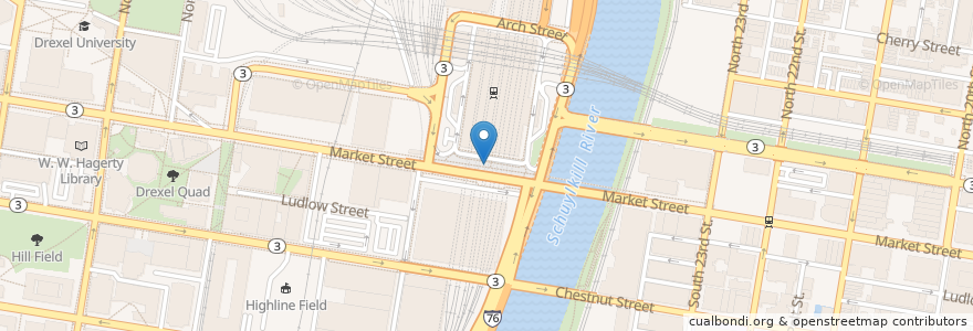 Mapa de ubicacion de The Porch at 30th Street Station en Amerika Syarikat, Pennsylvania, Philadelphia County, Philadelphia.