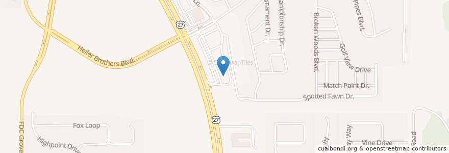 Mapa de ubicacion de The End Zone en 미국, 플로리다주, Polk County.