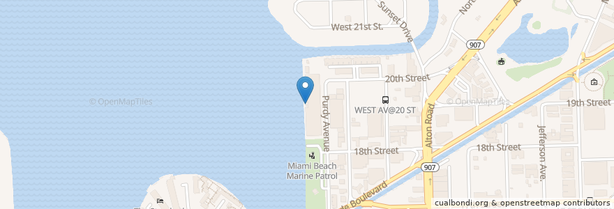 Mapa de ubicacion de The Advantaged Yacht Charters en Stati Uniti D'America, Florida, Contea Di Miami-Dade, Miami Beach.