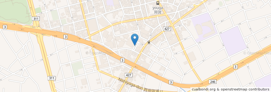 Mapa de ubicacion de 用賀駅 en ژاپن, 東京都, 世田谷区.