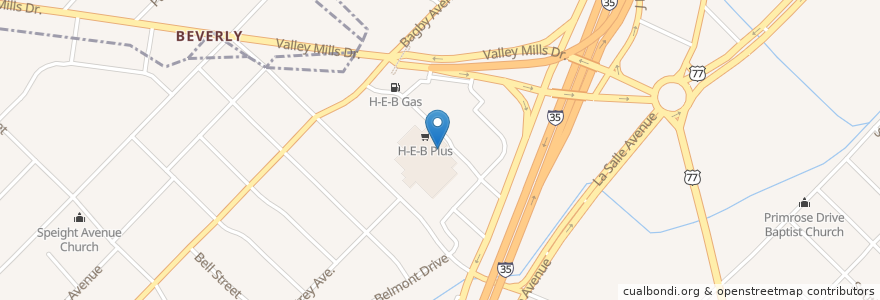 Mapa de ubicacion de H-E-B Pharmacy en Estados Unidos Da América, Texas, Mclennan County, Waco.