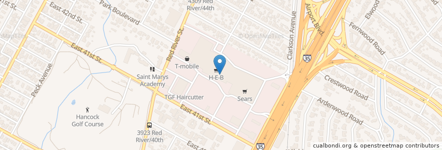 Mapa de ubicacion de H-E-B Pharmacy en Verenigde Staten, Texas, Travis County, Austin.