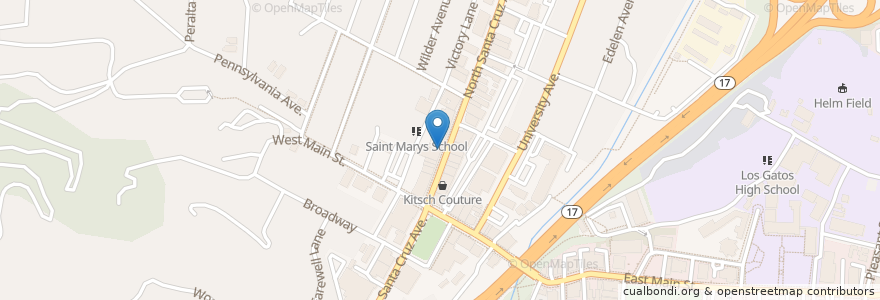 Mapa de ubicacion de Pastaria Market en アメリカ合衆国, カリフォルニア州, Santa Clara County, Los Gatos.