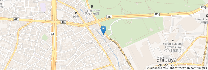 Mapa de ubicacion de Bondi Café en Japon, Tokyo, 渋谷区.