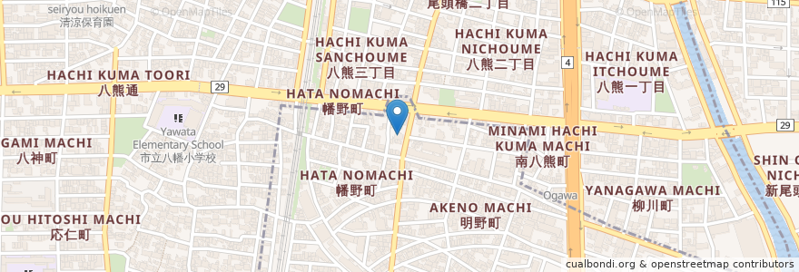 Mapa de ubicacion de やぐま en Japan, Präfektur Aichi, 名古屋市, 熱田区, 中川区.