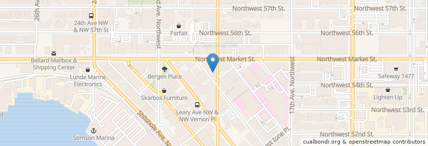 Mapa de ubicacion de Arashi Ramen - Ballard en Estados Unidos Da América, Washington, King County, Seattle.