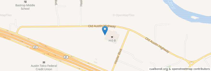 Mapa de ubicacion de H-E-B Pharmacy en 미국, 텍사스, Bastrop County, Bastrop.