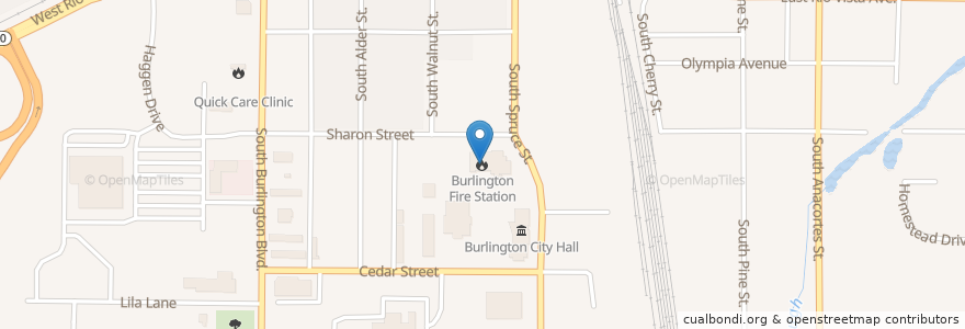 Mapa de ubicacion de Burlington Fire Station en United States, Washington, Skagit County, Burlington.
