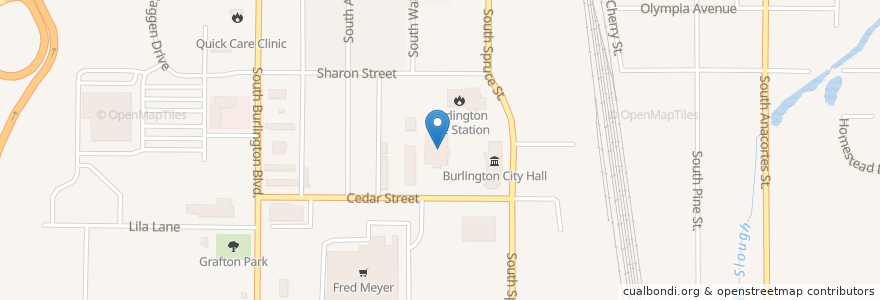 Mapa de ubicacion de Burlington Police Station en United States, Washington, Skagit County, Burlington.