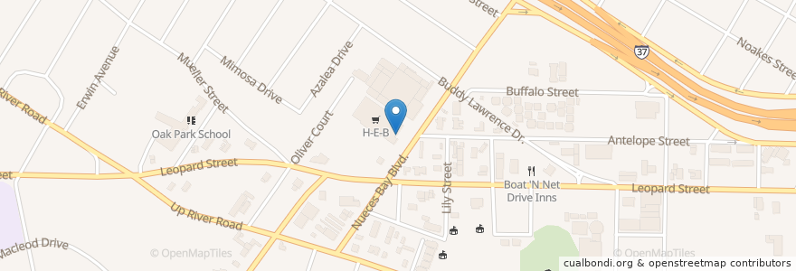 Mapa de ubicacion de H-E-B Pharmacy en United States, Corpus Christi, Texas, Nueces County.
