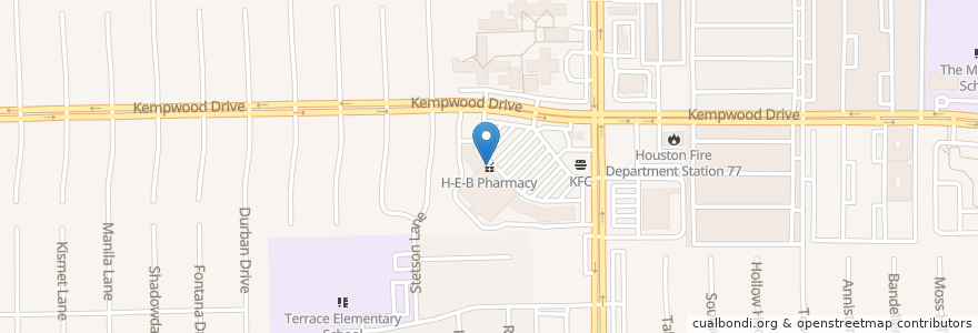 Mapa de ubicacion de H-E-B Pharmacy en United States, Texas, Houston, Harris County.