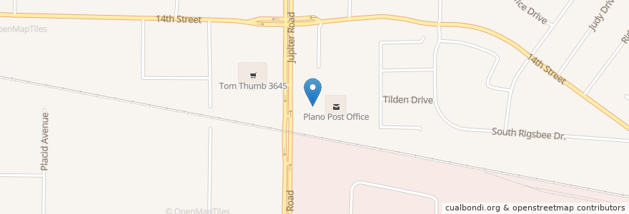 Mapa de ubicacion de Plano Post Office en 美利坚合众国/美利堅合眾國, 得克萨斯州 / 德克薩斯州 / 德薩斯州, Collin County, Plano.