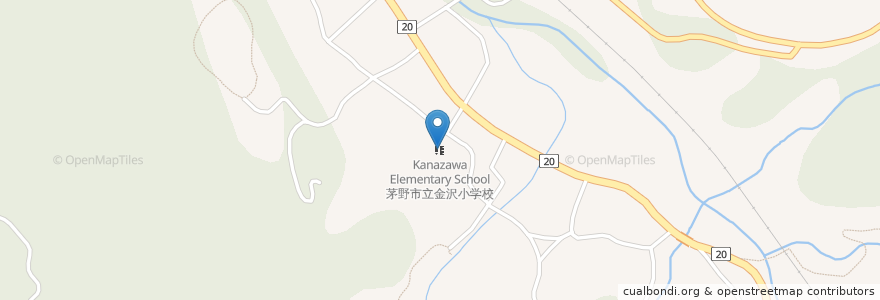 Mapa de ubicacion de 茅野市立金沢小学校 (Kanazawa Elementary School) en Japan, 長野県, 茅野市.