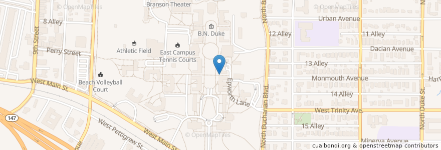 Mapa de ubicacion de Wilson Residence Hall Bike Rack en Stati Uniti D'America, Carolina Del Nord, Durham County, Durham.