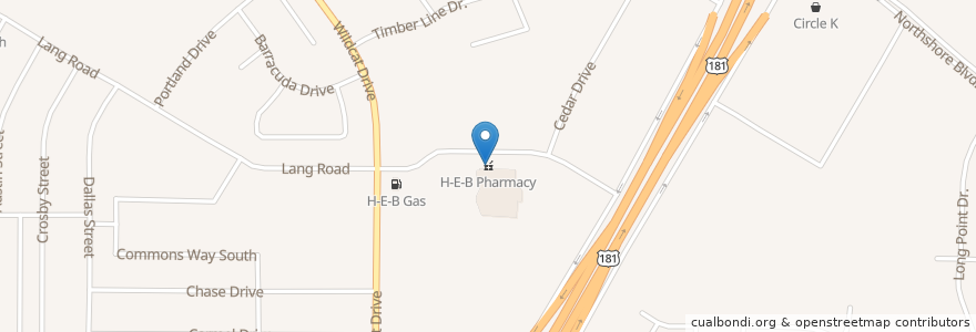 Mapa de ubicacion de H-E-B Pharmacy en アメリカ合衆国, テキサス州, San Patricio County, Portland.