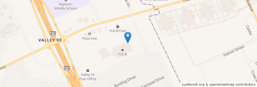 Mapa de ubicacion de H-E-B Pharmacy en アメリカ合衆国, テキサス州, Bexar County, サンアントニオ.