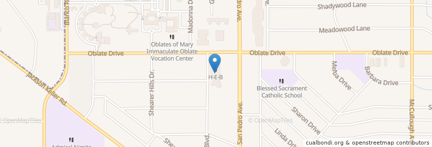 Mapa de ubicacion de H-E-B Pharmacy en United States, Texas, Bexar County, San Antonio.