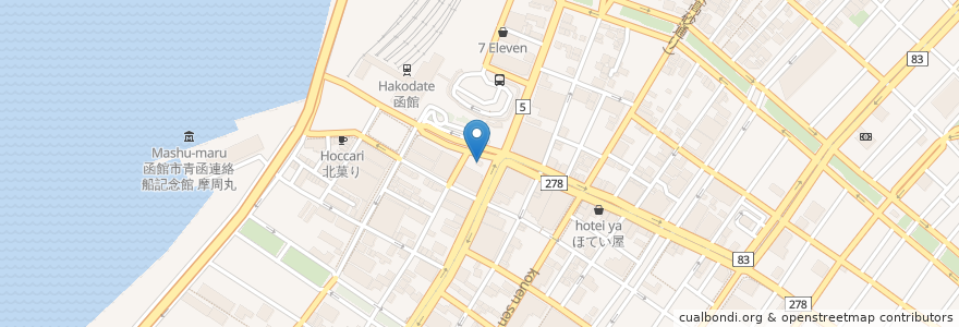 Mapa de ubicacion de 函館西警察署 函館駅前交番 en Giappone, Prefettura Di Hokkaidō, Sottoprefettura Di Oshima, 函館市.