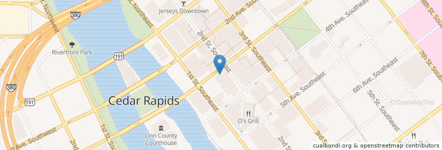 Mapa de ubicacion de Paramount Theatre en 美利坚合众国/美利堅合眾國, 艾奥瓦州, Linn County, Cedar Rapids.