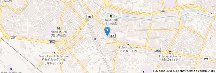 Mapa de ubicacion de タリーズコーヒー en 日本, 東京都, 渋谷区, 恵比寿).