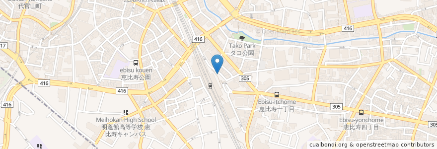 Mapa de ubicacion de 渋谷区役所 恵比寿駅前 出張所 en 日本, 东京都/東京都, 渋谷区, 渋谷区.