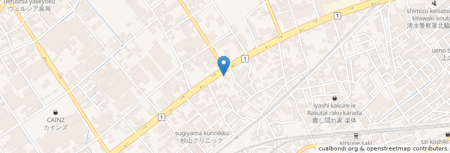Mapa de ubicacion de とんかつ 幸楽 en Япония, Сидзуока, 静岡市, 清水区.