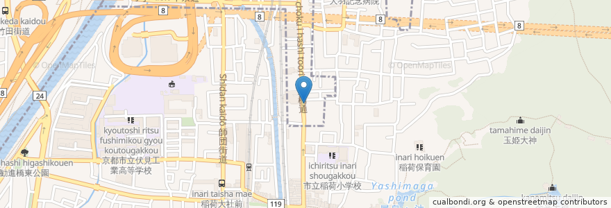 Mapa de ubicacion de Petit Chien en 日本, 京都府, 京都市, 伏見区.