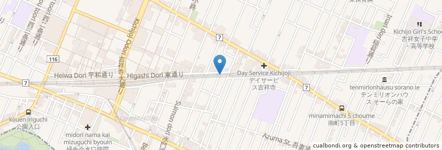 Mapa de ubicacion de スギ薬局 en 일본, 도쿄도, 武蔵野市.