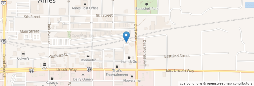 Mapa de ubicacion de Dutch Oven Bakery en ایالات متحده آمریکا, آیووا, Story County, Ames.