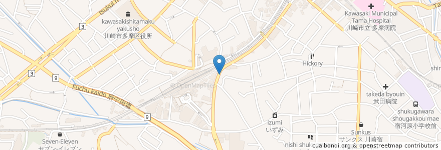 Mapa de ubicacion de ルグラン en 日本, 神奈川県, 川崎市, 多摩区.