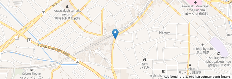 Mapa de ubicacion de リーチ麻雀 エルフ en ژاپن, 神奈川県, 川崎市, 多摩区.
