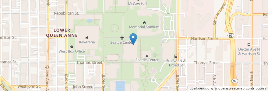 Mapa de ubicacion de Center House Stage en 미국, 워싱턴, King County, Seattle.