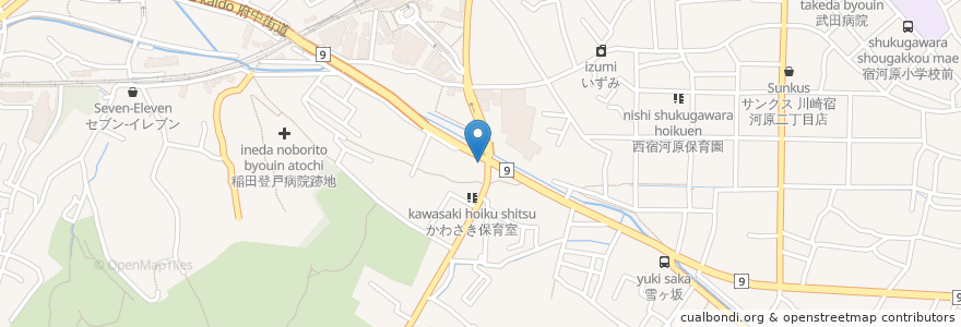 Mapa de ubicacion de コッチュ en ژاپن, 神奈川県, 川崎市, 多摩区.