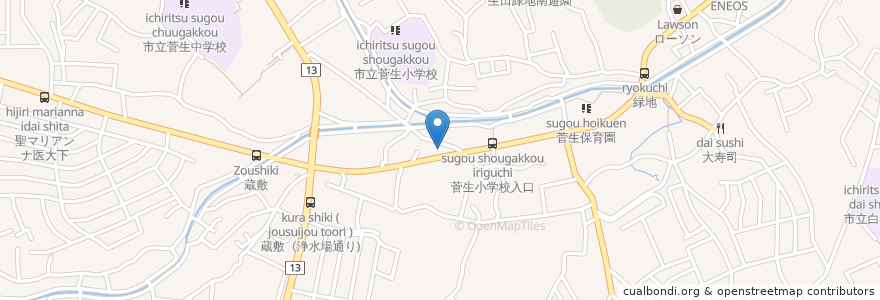 Mapa de ubicacion de 来来亭 en اليابان, كاناغاوا, 川崎市, 宮前区.