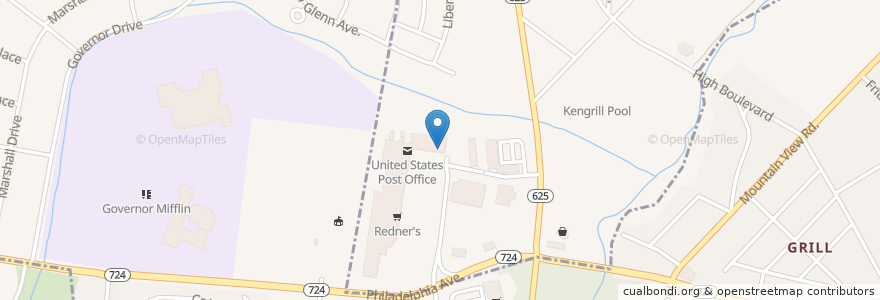 Mapa de ubicacion de Mama's Pizza and Grill en アメリカ合衆国, ペンシルベニア州, Berks County, Kenhorst.