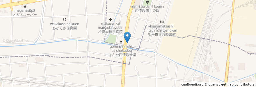 Mapa de ubicacion de 元町珈琲 en Japonya, 静岡県, 浜松市, 中区, 西区.