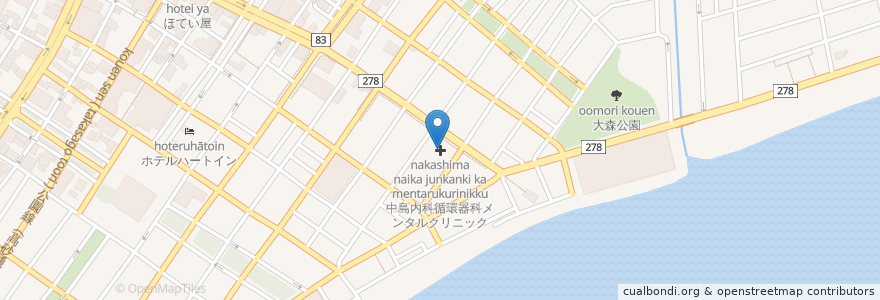 Mapa de ubicacion de Nakajimanaikajunkankika Mental Clinic en Japan, Hokkaido Prefecture, Oshima Subprefecture, Hakodate.