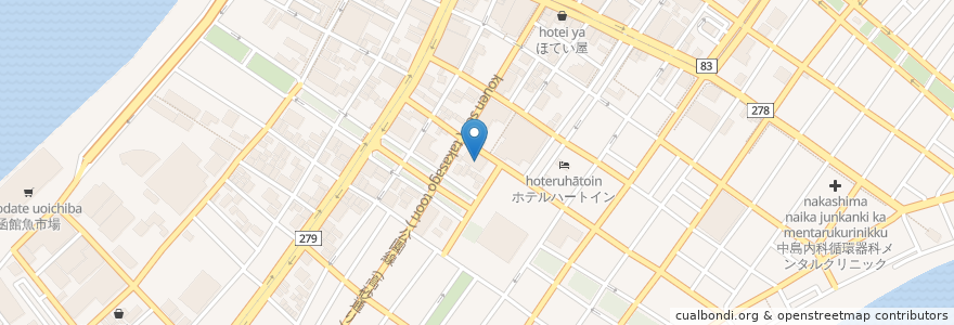 Mapa de ubicacion de 平山内科医院 en Japão, 北海道, 渡島総合振興局, 函館市.