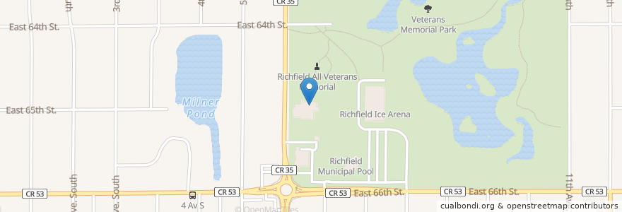 Mapa de ubicacion de Minneapolis Richfield Post 435 American Legion en 미국, 미네소타, Hennepin County, Richfield.