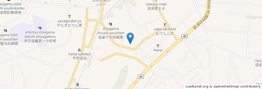 Mapa de ubicacion de 塩竈市役所 en Japan, 宮城県, 塩竈市.