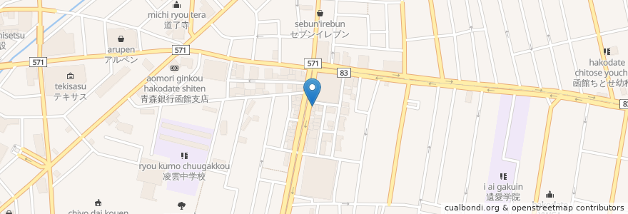 Mapa de ubicacion de 赤から五稜郭店 en Japon, Préfecture De Hokkaidō, 渡島総合振興局, 函館市.