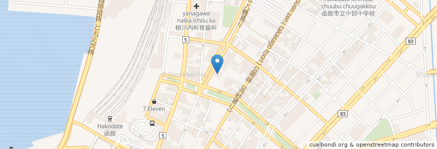 Mapa de ubicacion de ヴィクトリアステーション函館若松店 en Japan, 北海道, 渡島総合振興局, 函館市.