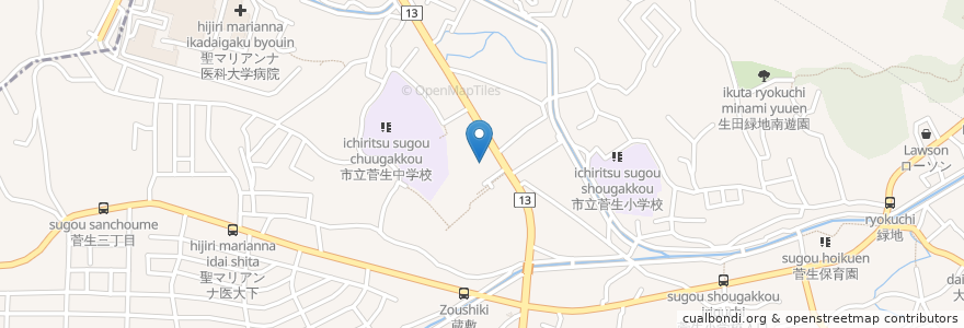 Mapa de ubicacion de 幸楽苑 en Япония, Канагава, Кавасаки, Миямаэ.