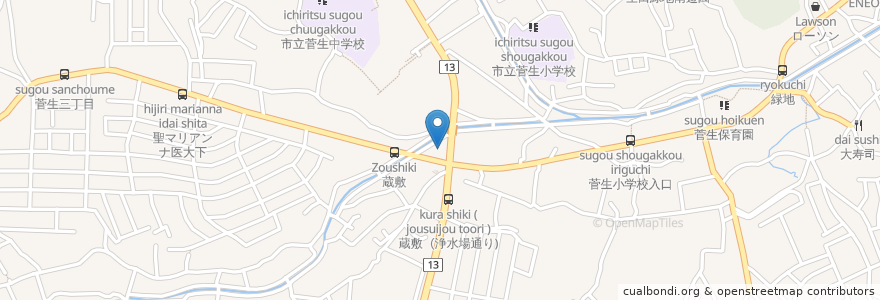 Mapa de ubicacion de 手造り弁当 en 일본, 가나가와현, 川崎市, 宮前区.
