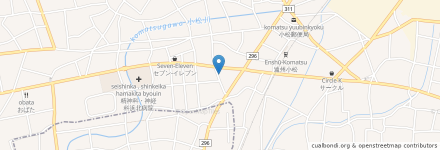 Mapa de ubicacion de 浜松いわた信用金庫 小松支店 en Япония, Сидзуока, 浜松市, 浜北区.