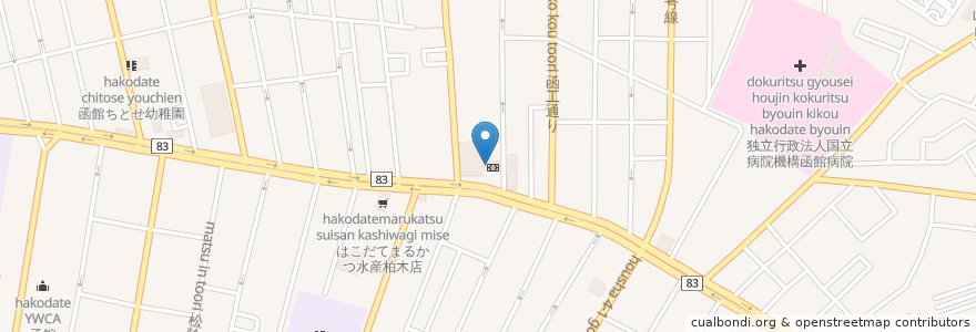 Mapa de ubicacion de みちのく銀行柏木町支店 en Japon, Préfecture De Hokkaidō, 渡島総合振興局, 函館市.