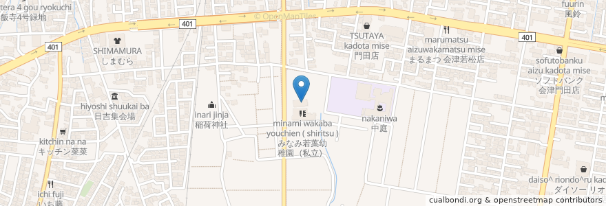 Mapa de ubicacion de みなみ若葉エンゼル園 en 日本, 福島県, 会津若松市.