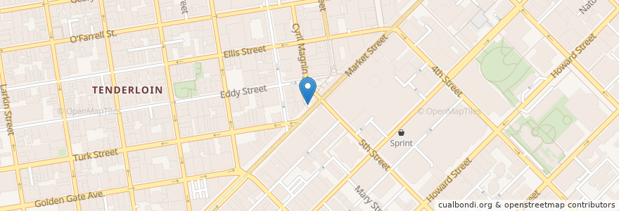 Mapa de ubicacion de Powell Street BART en Estados Unidos Da América, Califórnia, São Francisco, São Francisco.